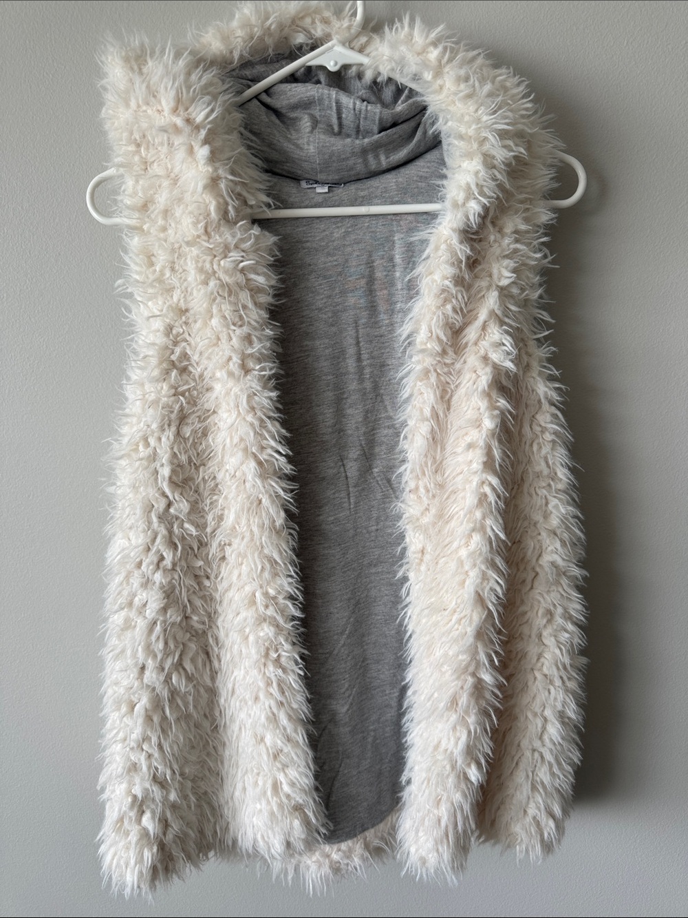 Splendid Cozy Faux Fur Hooded Vest in Cream